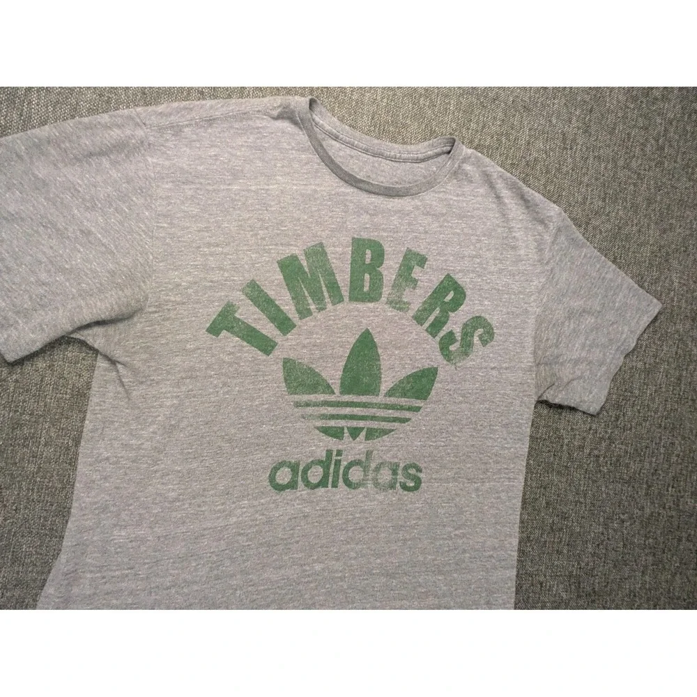 Adidas Men's Portland Timbers Gray Graphic Logo Crew Neck T-Shirt Size Medium
